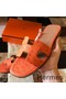 Hermes Oran Slide Sandals In Orange Ostrich Leather Replica