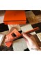Hermes Oran Slide Sandals In Orange Ostrich Leather Replica