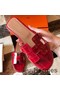 Hermes Oran Slide Sandals In Red Shiny Niloticus Crocodile Skin Replica