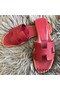 Hermes Oran Slide Sandals In Ruby Epsom Calfskin Replica