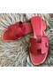 Hermes Oran Slide Sandals In Ruby Epsom Calfskin Replica