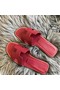 Hermes Oran Slide Sandals In Ruby Epsom Calfskin Replica