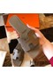Hermes Oran Slide Sandals In Taupe Epsom Calfskin Replica