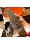 Hermes Oran Slide Sandals In Taupe Epsom Calfskin Replica
