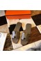 Hermes Oran Slide Sandals In Taupe Epsom Calfskin Replica