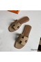 Hermes Oran Slide Sandals In Trench Epsom Calfskin Replica