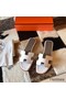 Hermes Oran Slide Sandals In White Clemence Leather Replica