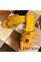 Hermes Oran Slide Sandals In Yellow Epsom Calfskin Replica