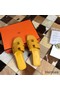 Hermes Oran Slide Sandals In Yellow Epsom Calfskin Replica