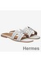Hermes Oran Studs Sandals In White Leather Replica