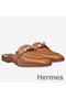 Hermes Oz Mules In Caramel Calfskin Replica