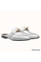 Hermes Oz Mules In Silver Metallic Calfskin Replica