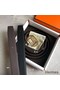 Hermes Pad Reversible Belt In Cafe Clemence Leather Replica
