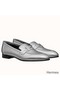 Hermes Paris Loafers In Silver Metallic Goatskin Replica