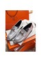 Hermes Paris Loafers In Silver Metallic Goatskin Replica