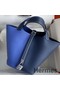 Hermes Picotin Lock 18 Bicolor Handmade Bag in Blue and Blue Saphir Clemence Leather Replica
