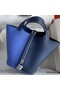 Hermes Picotin Lock 18 Bicolor Handmade Bag in Blue and Blue Saphir Clemence Leather Replica