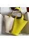 Hermes Picotin Lock 18 Bicolor Handmade Bag in Craie and Lime Clemence Leather Replica