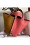 Hermes Picotin Lock 18 Bicolor Handmade Bag in Sesame and Rose Azalee Clemence Leather Replica