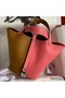Hermes Picotin Lock 18 Bicolor Handmade Bag in Sesame and Rose Azalee Clemence Leather Replica