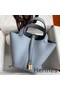 Hermes Picotin Lock 18 Handmade Bag in Blue Lin Clemence Leather Replica