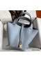 Hermes Picotin Lock 18 Handmade Bag in Blue Lin Clemence Leather Replica