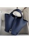 Hermes Picotin Lock 18 Handmade Bag in Blue Saphir Clemence Leather Replica