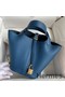 Hermes Picotin Lock 18 Handmade Bag in Deep Blue Clemence Leather Replica