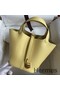 Hermes Picotin Lock 18 Handmade Bag in Jaune Poussin Clemence Leather Replica