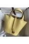 Hermes Picotin Lock 18 Handmade Bag in Jaune Poussin Clemence Leather Replica