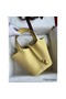 Hermes Picotin Lock 18 Handmade Bag in Jaune Poussin Clemence Leather Replica