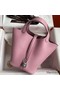 Hermes Picotin Lock 18 Handmade Bag in Mauve Sylvestre Clemence Leather Replica