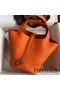 Hermes Picotin Lock 18 Handmade Bag in Orange Clemence Leather Replica