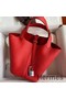 Hermes Picotin Lock 18 Handmade Bag in Red Clemence Leather Replica