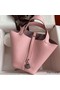 Hermes Picotin Lock 18 Handmade Bag in Rose Sakura Clemence Leather Replica