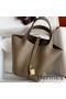 Hermes Picotin Lock 18 Handmade Bag in Taupe Clemence Leather Replica