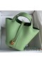 Hermes Picotin Lock 18 Handmade Bag in Vert Criquet Clemence Leather Replica