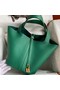 Hermes Picotin Lock 18 Handmade Bag in Vert Vertigo Clemence Leather Replica