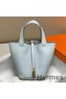 Hermes Picotin Lock 22 Bag In Blue Brume Clemence Leather Replica