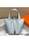 Hermes Picotin Lock 22 Bag In Blue Brume Clemence Leather Replica