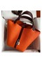 Hermes Picotin Lock 22 Bicolor Handmade Bag in Orange and Burgundy Swift Leather Replica