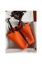 Hermes Picotin Lock 22 Bicolor Handmade Bag in Orange and Burgundy Swift Leather Replica