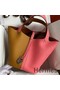 Hermes Picotin Lock 22 Bicolor Handmade Bag in Sesame and Rose Azalee Clemence Leather Replica