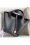 Hermes Picotin Lock 22 Handmade Bag in Black Clemence Leather Replica