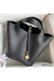 Hermes Picotin Lock 22 Handmade Bag in Black Clemence Leather Replica