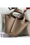 Hermes Picotin Lock 22 Handmade Bag in Taupe Clemence Leather Replica