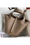 Hermes Picotin Lock 22 Handmade Bag in Taupe Clemence Leather Replica