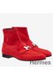 Hermes Red Suede Saint Honore Ankle Boots Replica