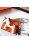 Hermes Rodeo Horse Bag Charm In White/Camarel/Red Leather Replica