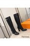 Hermes Story Boots In Black Calfskin Leather Replica